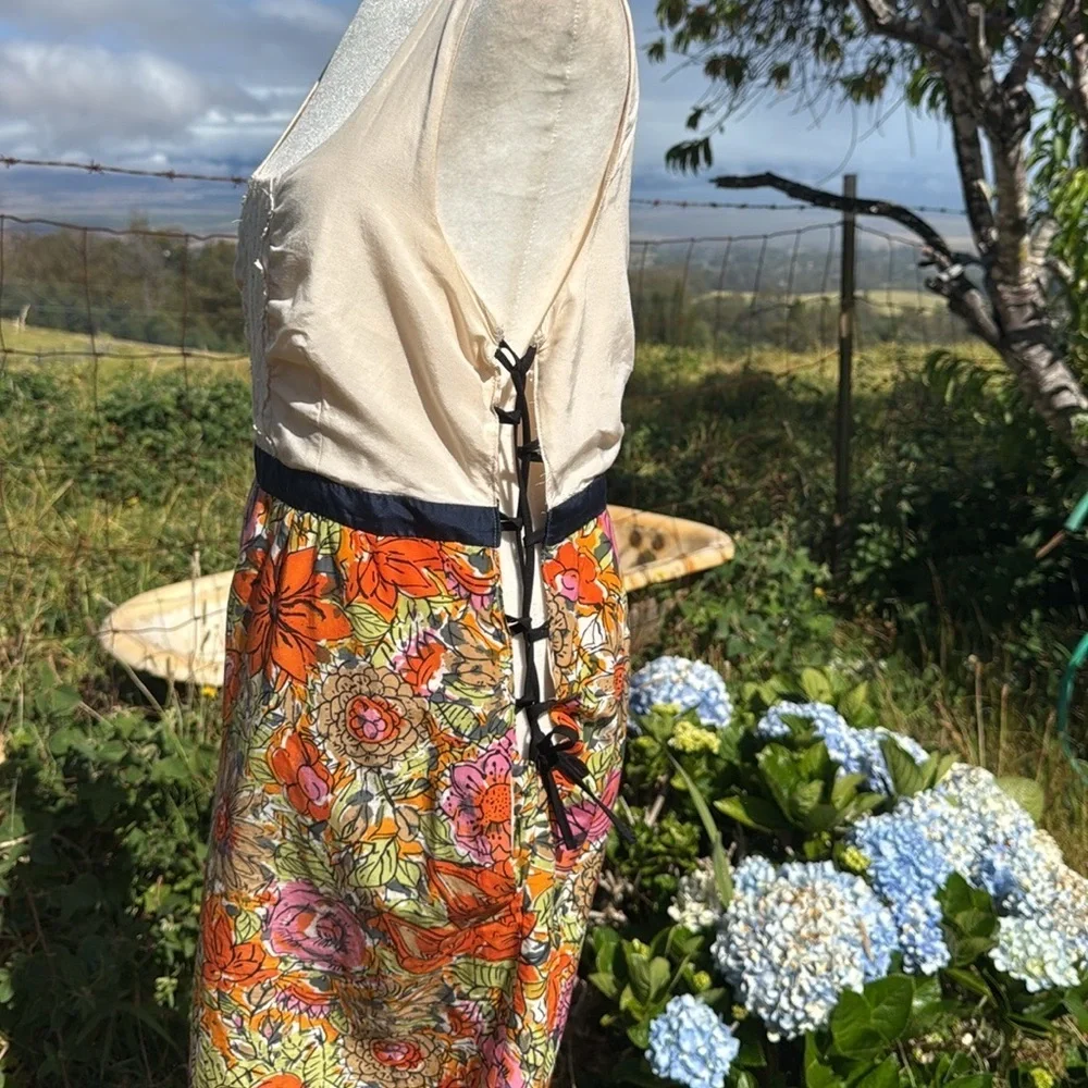 Anthropologie We love Vera Retro Silk blend Floral Sleeveless Twee 8 - Picture 7 of 9